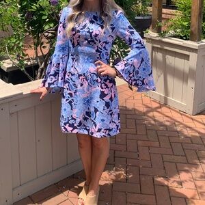Lily Pulitzer Blue & Pink Floral Long Sleeve Dress